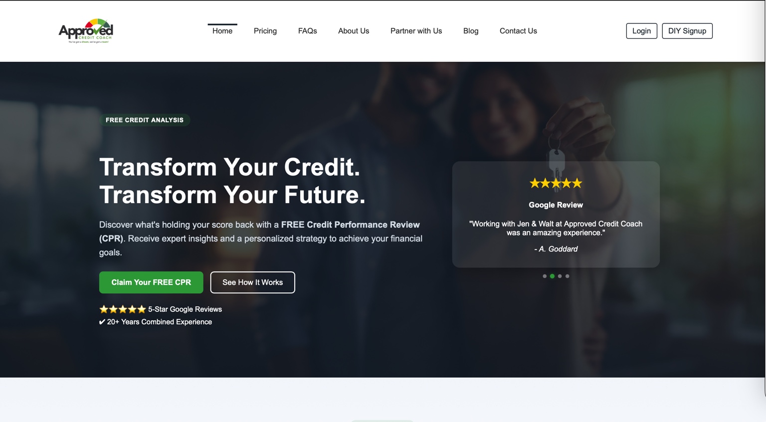 Approved Credit Coach website homepage