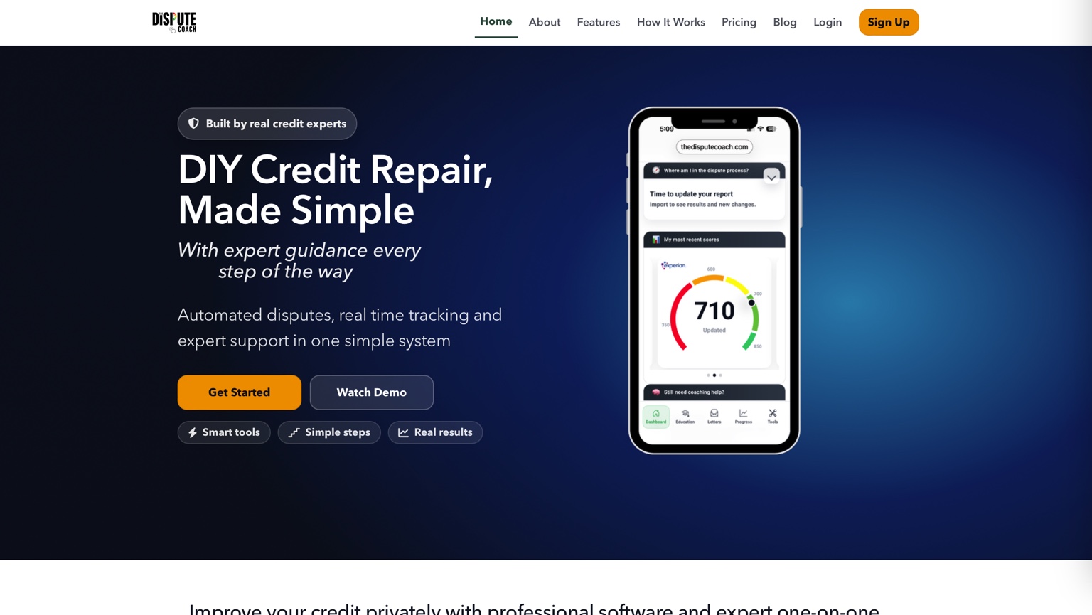 The Dispute Coach website homepage